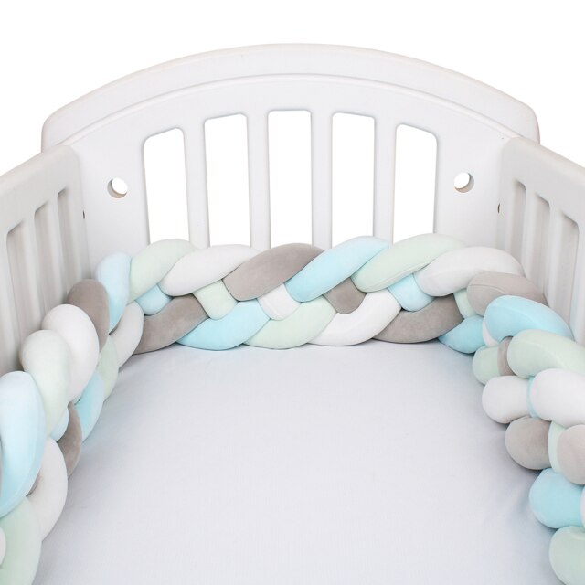 Baby Bed Bumper Crib woven Braid Pillow Cushion Infant Protector Pad 4 Knot 12cm 14cm Height