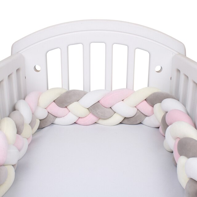 Baby Bed Bumper Crib woven Braid Pillow Cushion Infant Protector Pad 4 Knot 12cm 14cm Height