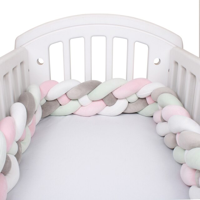 Baby Bed Bumper Crib woven Braid Pillow Cushion Infant Protector Pad 4 Knot 12cm 14cm Height