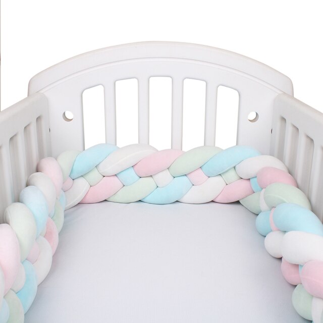 Baby Bed Bumper Crib woven Braid Pillow Cushion Infant Protector Pad 4 Knot 12cm 14cm Height