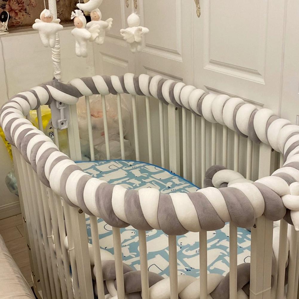 Baby Bed Bumper Crib woven Braid Pillow Cushion Infant Protector Pad Knotted 5M Liner Cotton Long Pillow