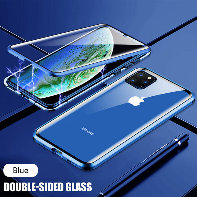 Magnetic Phone 360 Degree Cover HD Double-sided Tempered Glass case For iPhone X XS SE 11 12 13