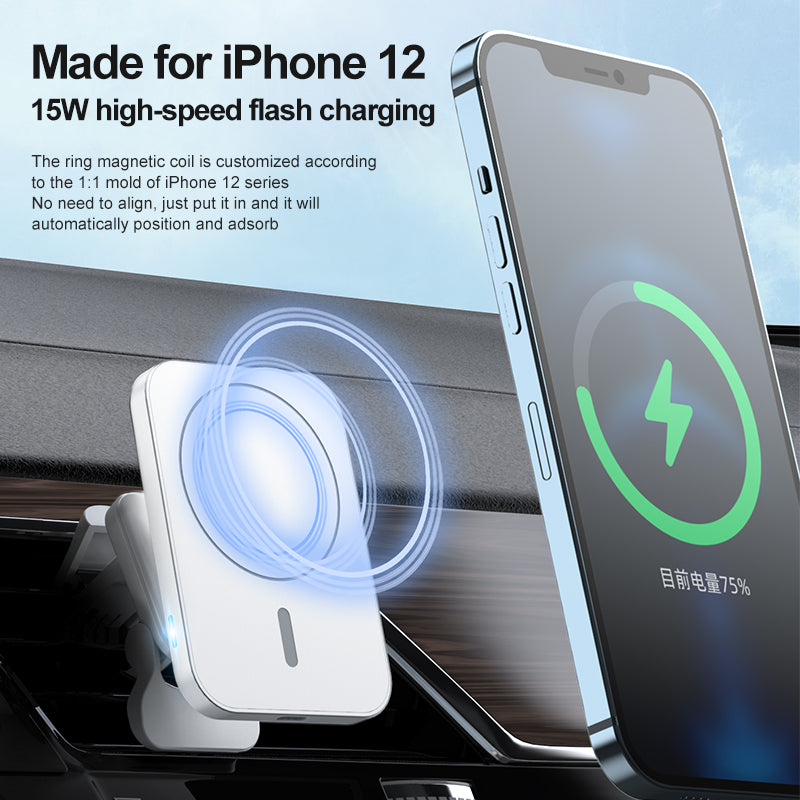 15W Magnetic Wireless Chargers Car Magnetic Mount Phone Holder Air Vent Stand