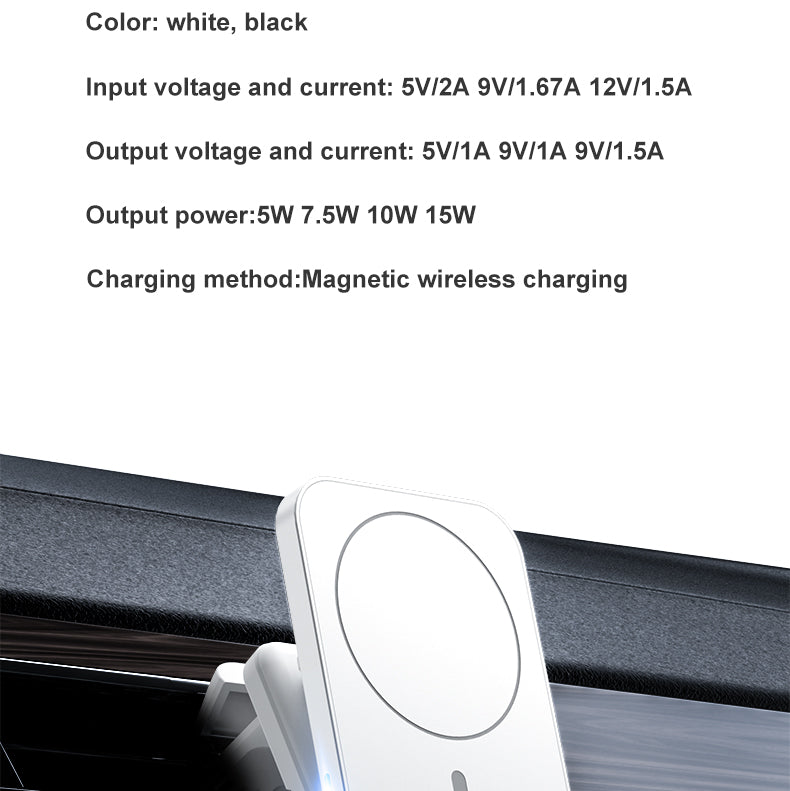 15W Magnetic Wireless Chargers Car Magnetic Mount Phone Holder Air Vent Stand