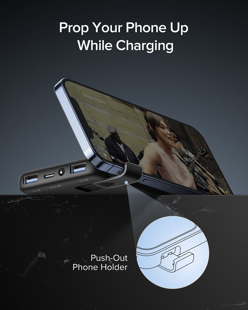 Power Bank 10500mAh Fast Charging Portable Charger with Phone Holder External Battery Pack